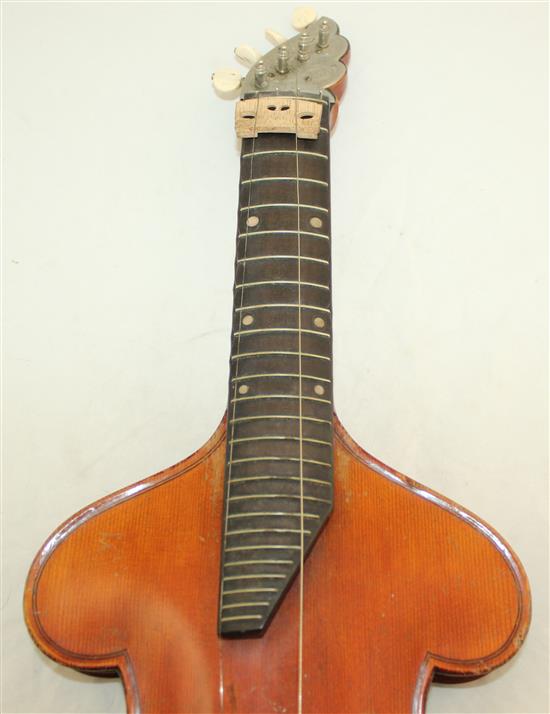 A German bowed zither, by Georg Tiefenbrunner of Munich, 22in.